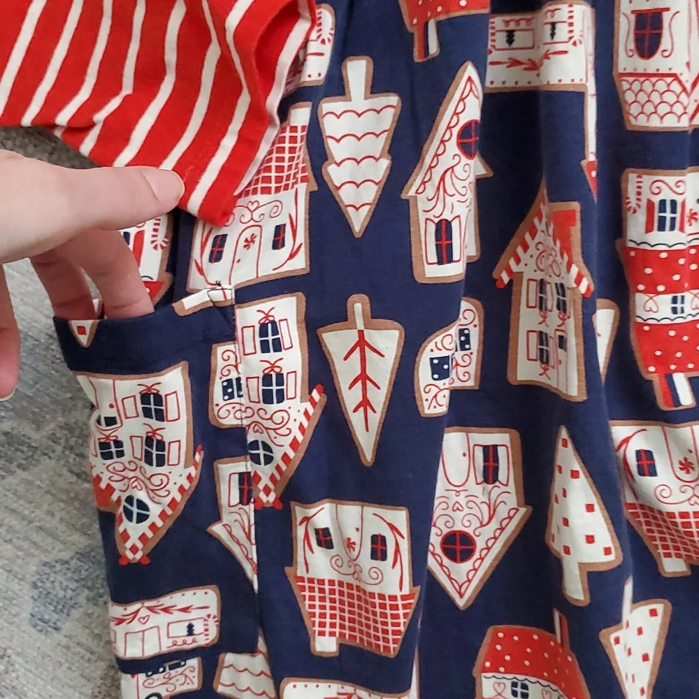 Hanna Andersson Girls Holiday Mixie Playdress Gingerbread Village Dress Sz12